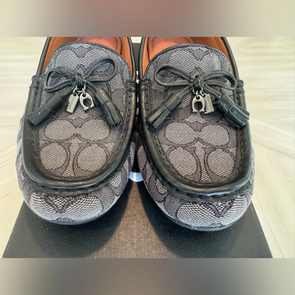 🔥HP🔥 COACH Moira Signature Jacquard Loafers Black/Coal - Size 7.5
